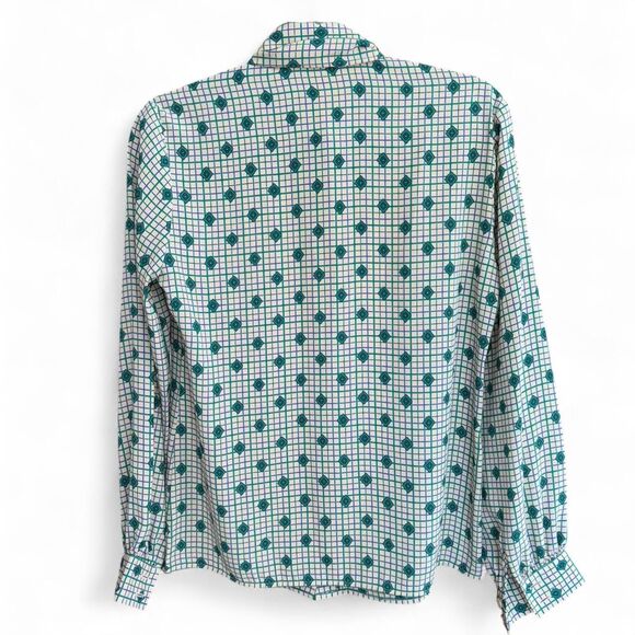 Vtg 70s/80s James Kenrob by Dalton green patterns button up shirt size 6 fit S/M - Picture 2 of 8